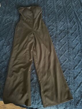 High-Waist strapless black Wide-Leg Jumpsuit small